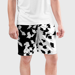 Шорты спортивные мужские Черно-белый камуфляж, цвет: 3D-принт — фото 2