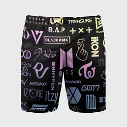 Шорты спортивные мужские K-pop лого исполнителей, цвет: 3D-принт