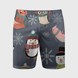 Мужские спортивные шорты НОВОГОДНИЙ ПАТТЕРН ЖИВОТНЫЕ