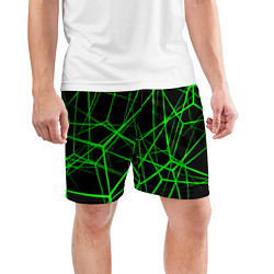 Шорты спортивные мужские Зеленые Полигоны Матрица, цвет: 3D-принт — фото 2