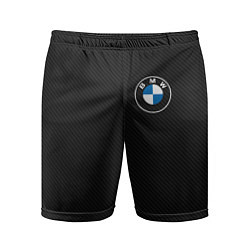 Шорты спортивные мужские BMW LOGO CARBON ЧЕРНЫЙ КАРБОН, цвет: 3D-принт