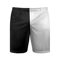 Шорты спортивные мужские Black and white чб, цвет: 3D-принт