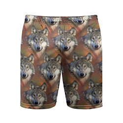Шорты спортивные мужские Волки Wolfs паттерн, цвет: 3D-принт