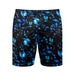 Шорты спортивные мужские Ночные синие листья, цвет: 3D-принт