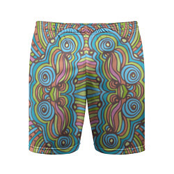 Мужские спортивные шорты Абстрактный разноцветный узор Линии, волны, полосы