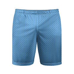 Шорты спортивные мужские Вязаный узор голубого цвета, цвет: 3D-принт