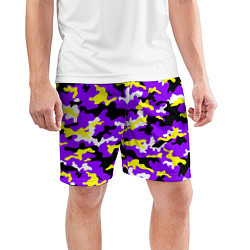 Шорты спортивные мужские Камуфляж Фиолетово-Жёлтый, цвет: 3D-принт — фото 2