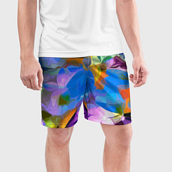 Шорты спортивные мужские Цветочный узор Summer, цвет: 3D-принт — фото 2