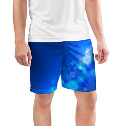 Шорты спортивные мужские Блики на синем фоне, цвет: 3D-принт — фото 2