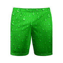Шорты спортивные мужские Зеленый фон с росой, цвет: 3D-принт