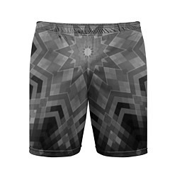 Шорты спортивные мужские Серый геометрический орнамент-калейдоскоп, цвет: 3D-принт
