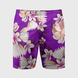 Шорты спортивные мужские Цветы Фиолетовый Цветок, цвет: 3D-принт