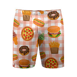 Мужские спортивные шорты PIZZA DONUT BURGER FRIES ICE CREAM pattern