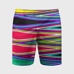 Шорты спортивные мужские Разноцветный радужный полосатый принт, цвет: 3D-принт