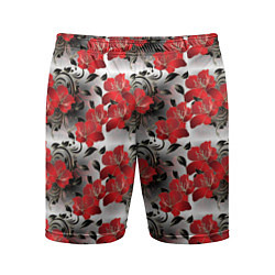 Мужские спортивные шорты Красные абстрактные цветы