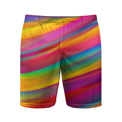 Шорты спортивные мужские Красочный летний паттерн Цветные полосы, цвет: 3D-принт