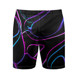 Шорты спортивные мужские Неоновые линзы во тьме - Фиолетовый, цвет: 3D-принт