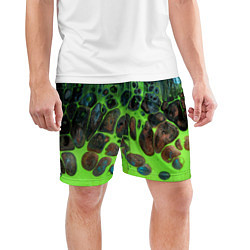 Шорты спортивные мужские Неоновый песок и камни - Зелёный, цвет: 3D-принт — фото 2