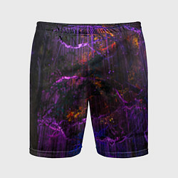 Мужские спортивные шорты Неоновые лучи и листья - Фиолетовый