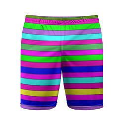 Шорты спортивные мужские Multicolored neon bright stripes, цвет: 3D-принт
