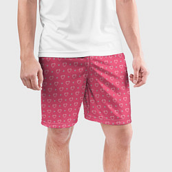 Шорты спортивные мужские Розовые сердечки паттерн, цвет: 3D-принт — фото 2