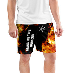 Шорты спортивные мужские Bring Me the Horizon и пылающий огонь, цвет: 3D-принт — фото 2