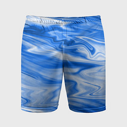 Шорты спортивные мужские Бело синий абстрактный фон Волны, цвет: 3D-принт