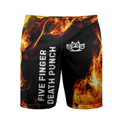 Шорты спортивные мужские Five Finger Death Punch и пылающий огонь, цвет: 3D-принт