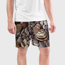 Шорты спортивные мужские Морские камни и ракушки, цвет: 3D-принт — фото 2
