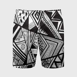 Шорты спортивные мужские Черно белый узор, цвет: 3D-принт