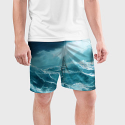 Шорты спортивные мужские Буря в море, цвет: 3D-принт — фото 2