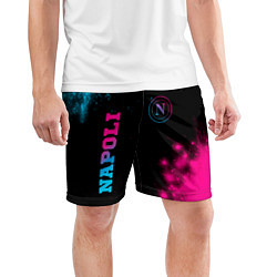 Шорты спортивные мужские Napoli - neon gradient: надпись, символ, цвет: 3D-принт — фото 2