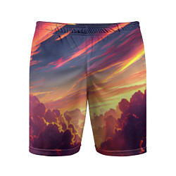 Шорты спортивные мужские Закатное солнце в облаках, цвет: 3D-принт