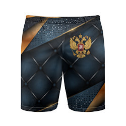 Мужские спортивные шорты Золотой герб России на объемном фоне