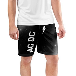 Шорты спортивные мужские AC DC glitch на темном фоне: надпись, символ, цвет: 3D-принт — фото 2