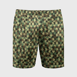 Шорты спортивные мужские Милитари пазлы, цвет: 3D-принт