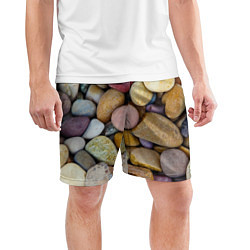 Шорты спортивные мужские Морская галька - пляж, цвет: 3D-принт — фото 2