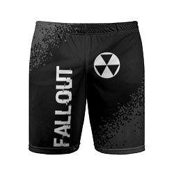 Мужские спортивные шорты Fallout glitch на темном фоне: надпись, символ