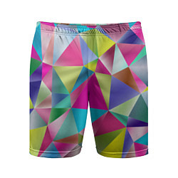 Шорты спортивные мужские Радужные трехмерные треугольники, цвет: 3D-принт