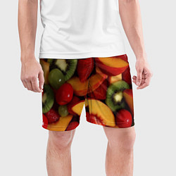 Шорты спортивные мужские Фруктово ягодный фон, цвет: 3D-принт — фото 2