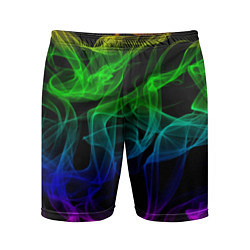 Шорты спортивные мужские Разноцветный неоновый дым, цвет: 3D-принт