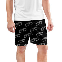 Шорты спортивные мужские Модные очки черно-белый узор, цвет: 3D-принт — фото 2