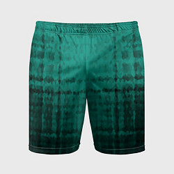 Шорты спортивные мужские Мозаичный узор в черно -зеленых тонах, цвет: 3D-принт