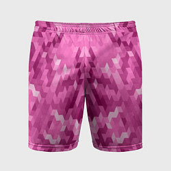 Шорты спортивные мужские Яркий малиново-розовый геометрический узор, цвет: 3D-принт