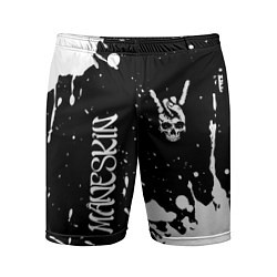 Мужские спортивные шорты Maneskin и рок символ на темном фоне