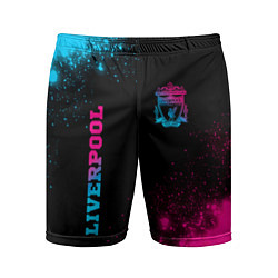 Шорты спортивные мужские Liverpool - neon gradient: надпись, символ, цвет: 3D-принт
