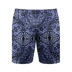 Шорты спортивные мужские Ажурный модный кружевной синий узор, цвет: 3D-принт