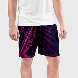 Шорты спортивные мужские Фиолетовые линии песка во тьме, цвет: 3D-принт — фото 2