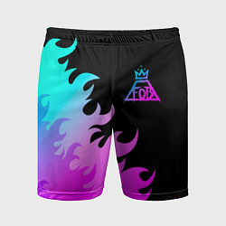 Шорты спортивные мужские Fall Out Boy неоновый огонь, цвет: 3D-принт