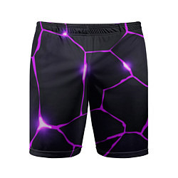 Шорты спортивные мужские Фиолетовые неоновые трещины, цвет: 3D-принт